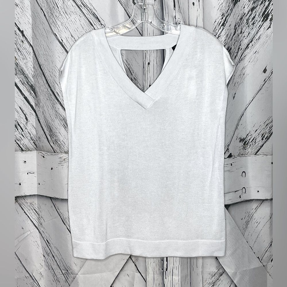 NWT Banana Republic Sleeveless Knit Top V-Neck Pale Gray S